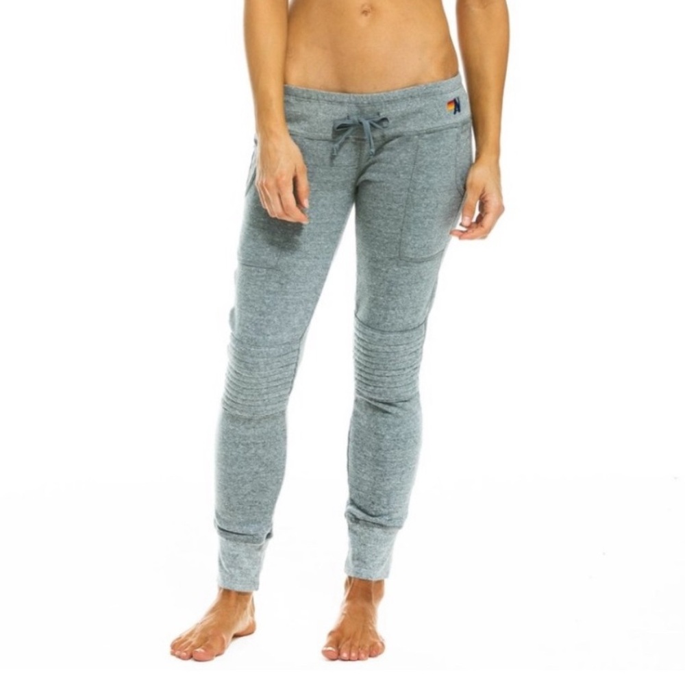Aviator Nation Moto Gray Joggers Sweatpants in Heather Grey Size L